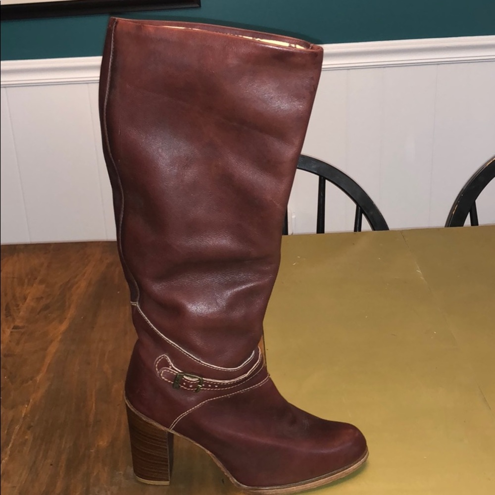 Burgundy Brown Leather Vintage Zodiac Boots Encore